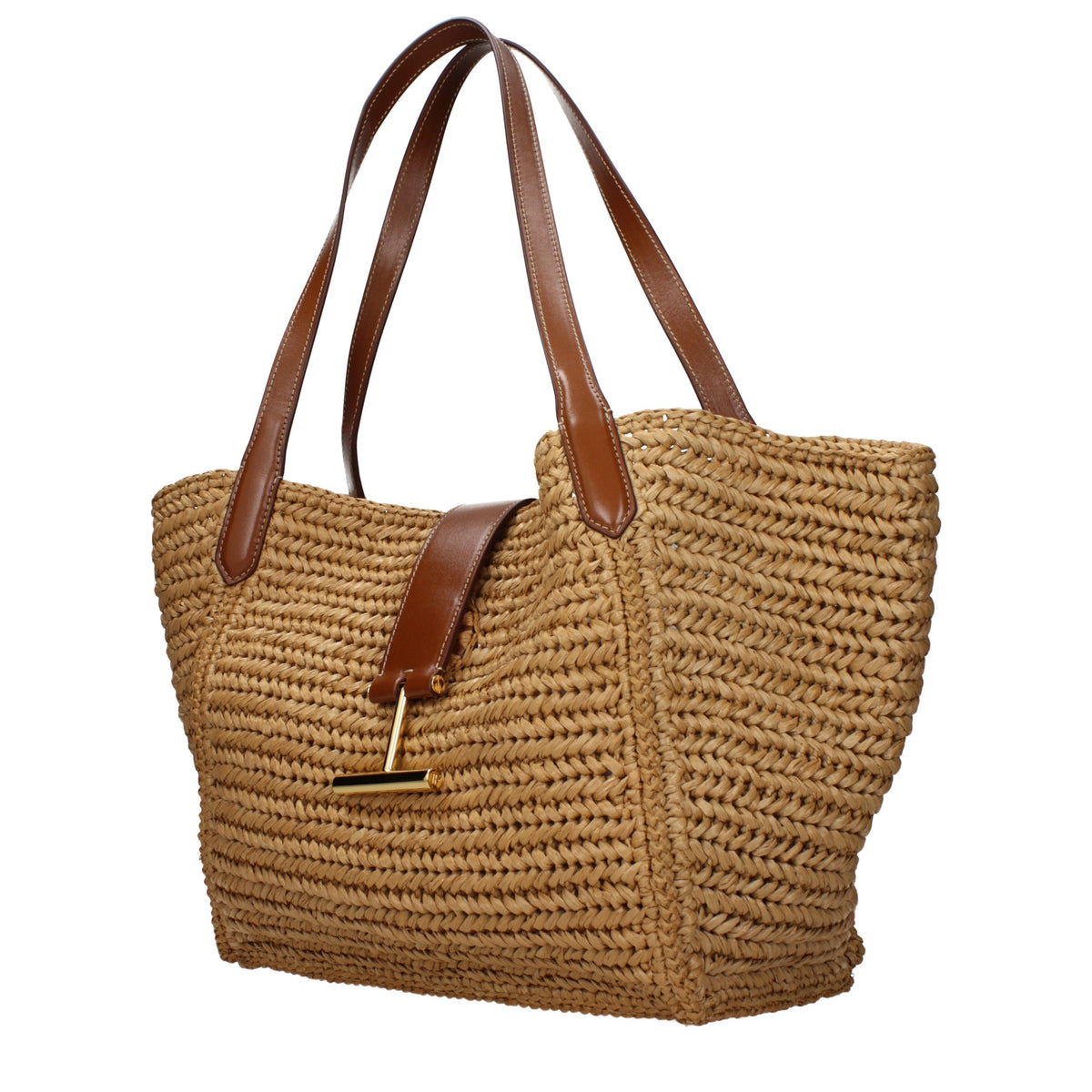 Tom Ford Schultertasche aus beigem Bast