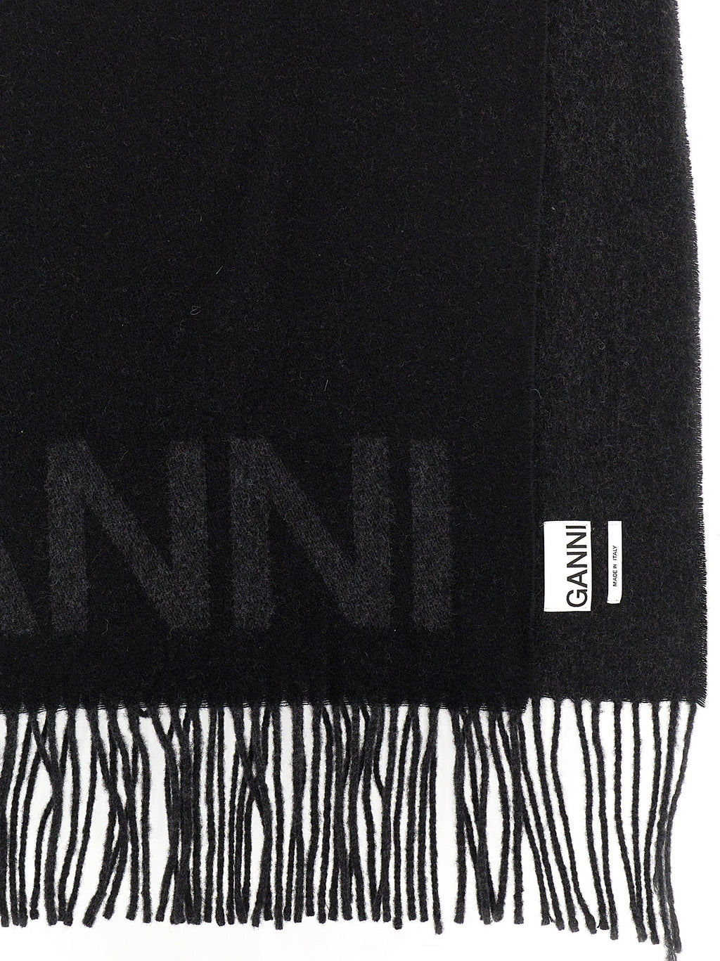 Ganni Black Wool Scarf