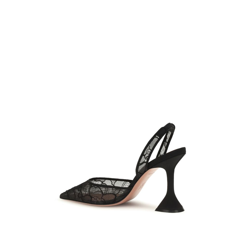 Amina Muaddi Stiletto-Sandalen aus schwarzem Stoff