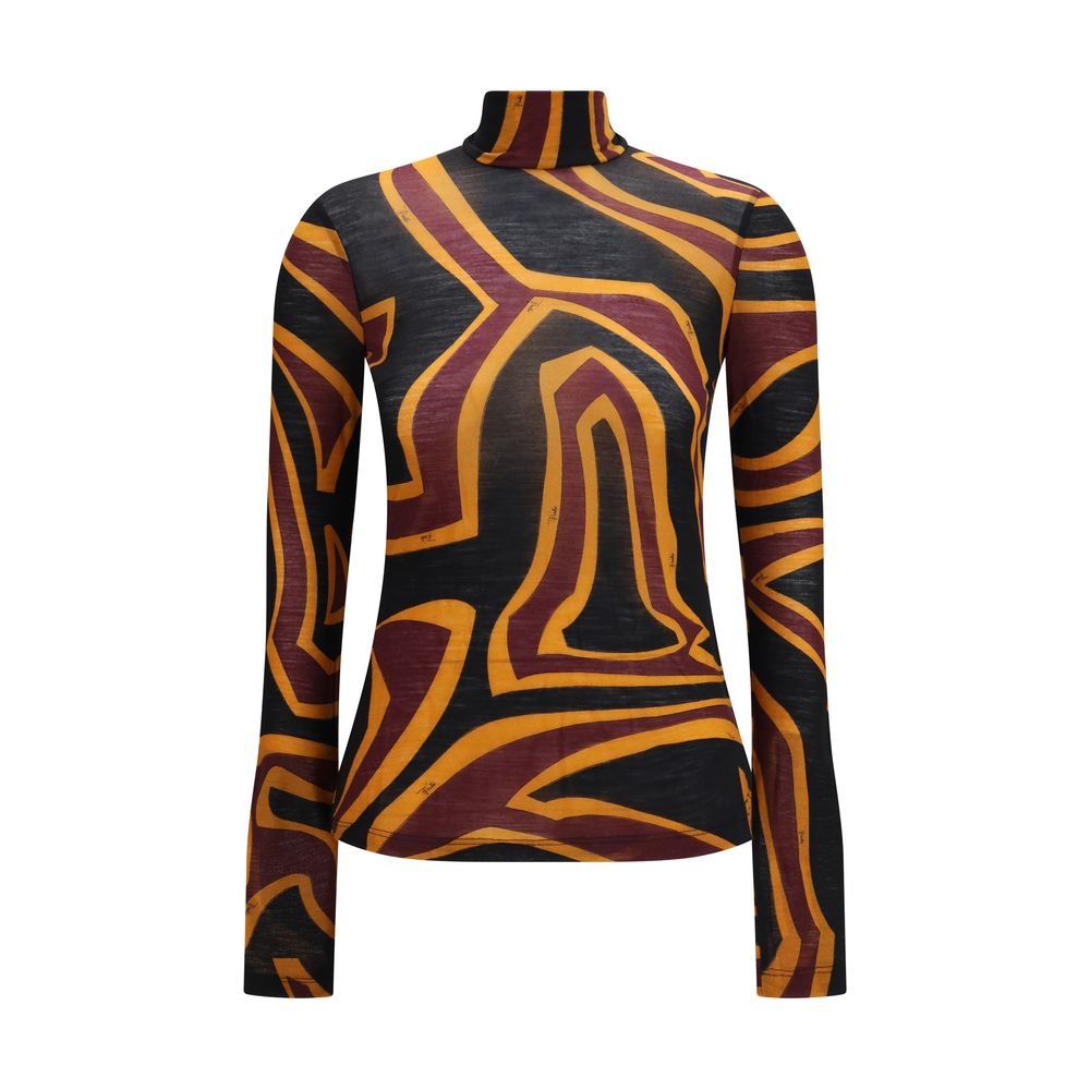 Emilio Pucci Mehrfarbiges Oversize-Hemd aus Wolle mit Widder-Motiv