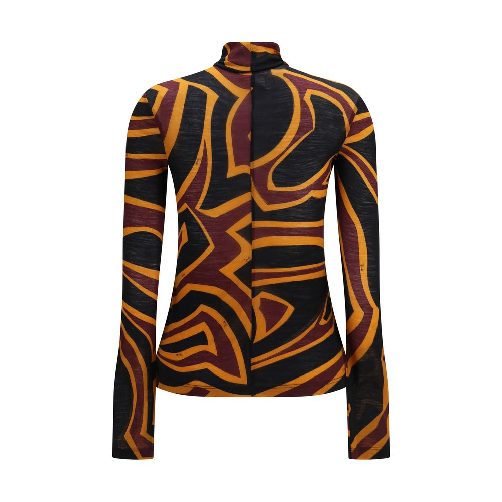 Emilio Pucci Mehrfarbiges Oversize-Hemd aus Wolle mit Widder-Motiv