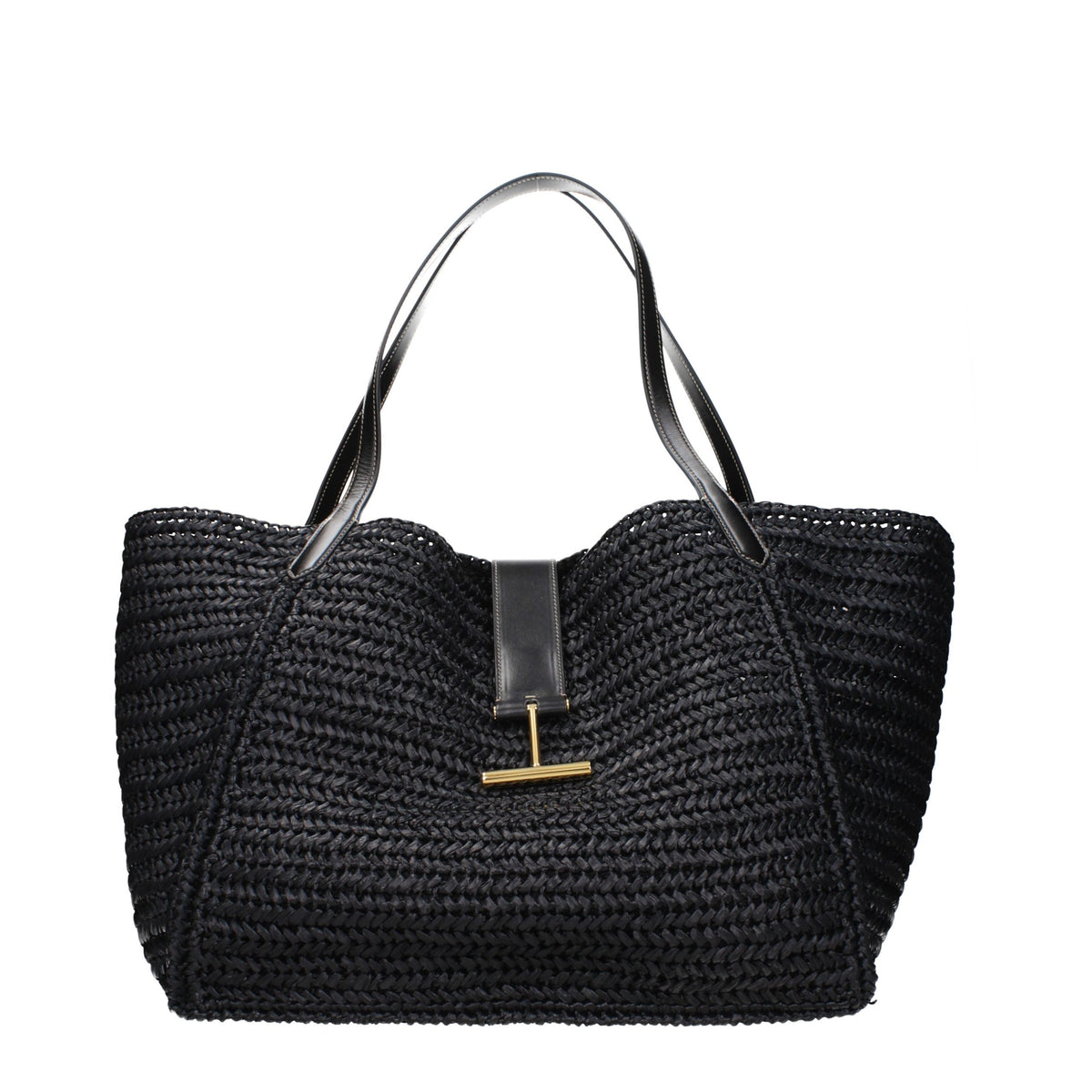 Tom Ford Schultertasche aus schwarzem Bast