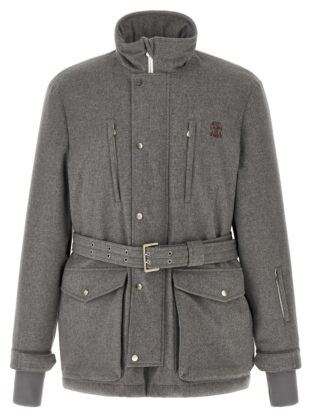 Brunello Cucinelli langer Wollmantel in Grau