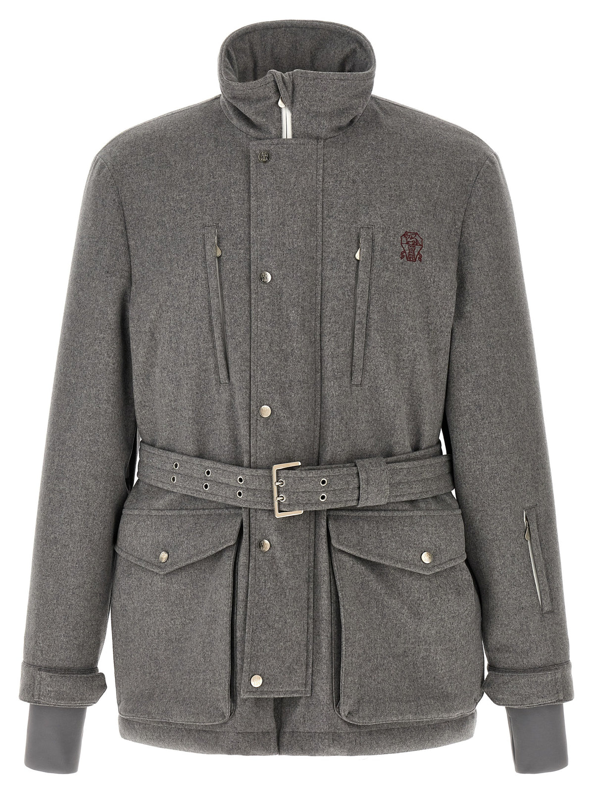 Brunello Cucinelli langer Wollmantel in Grau