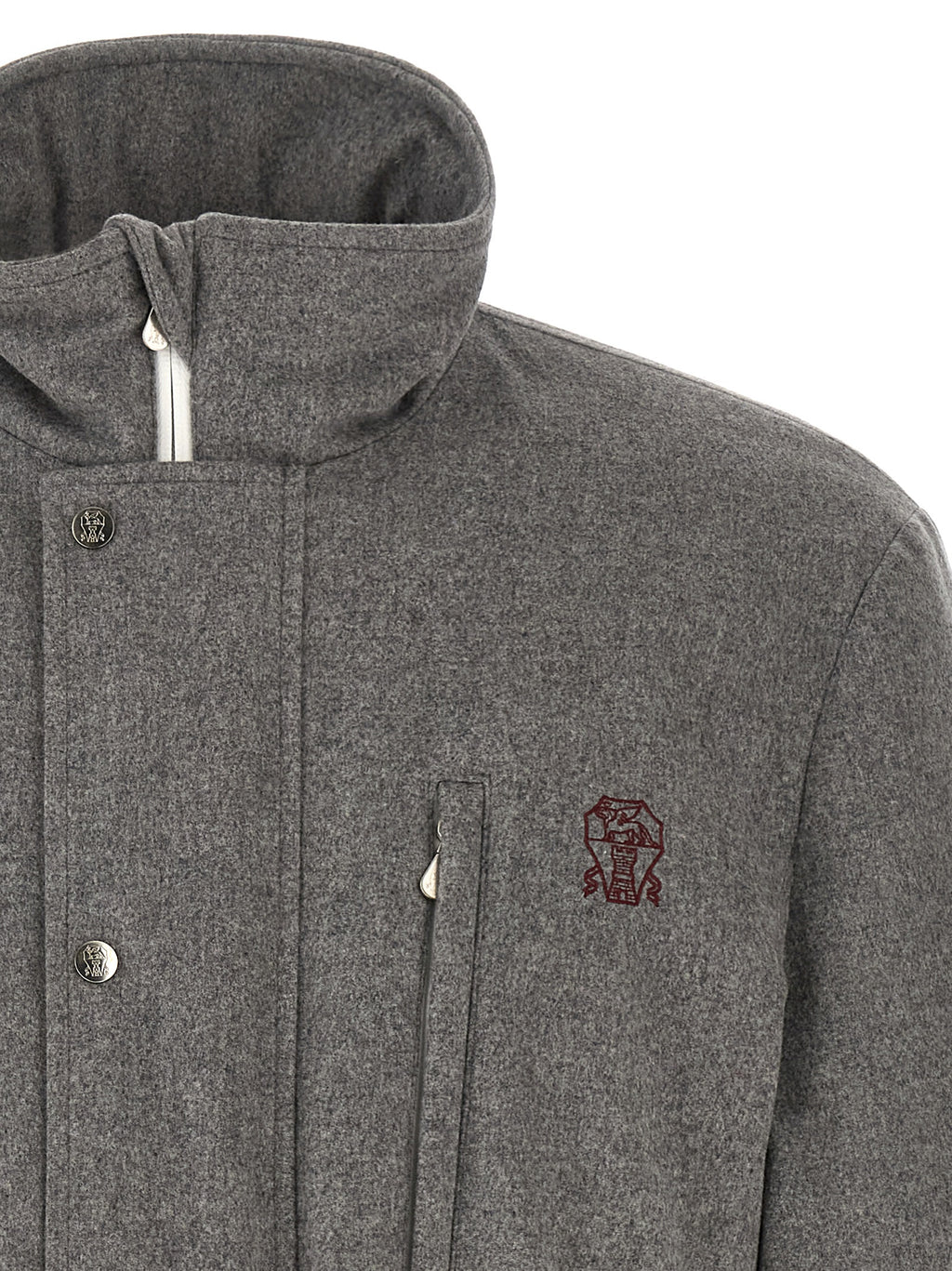 Brunello Cucinelli langer Wollmantel in Grau