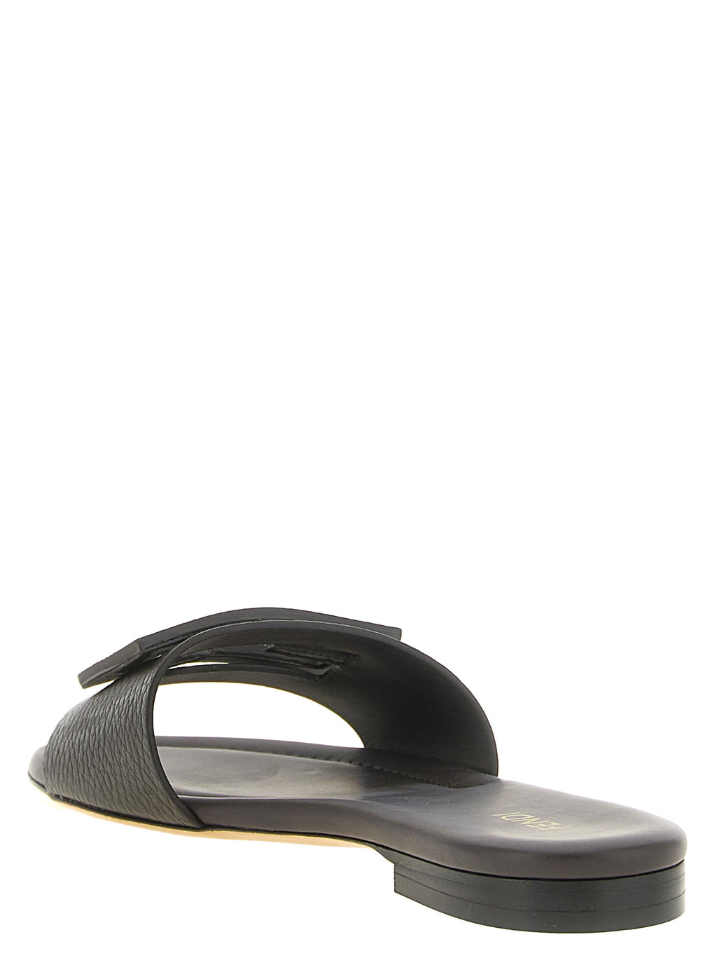 Braune Fendi-Slides aus Kalbsleder