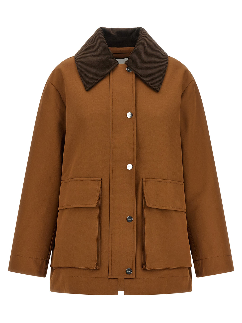 Ganni Jacke in Braun aus recyceltem Polyester in voller Länge