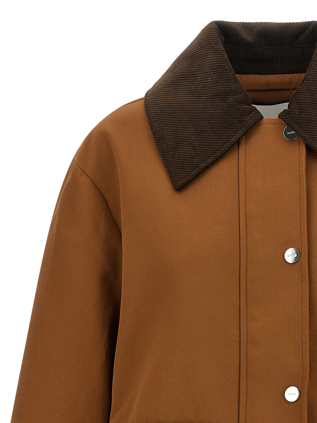Ganni Jacke in Braun aus recyceltem Polyester in voller Länge