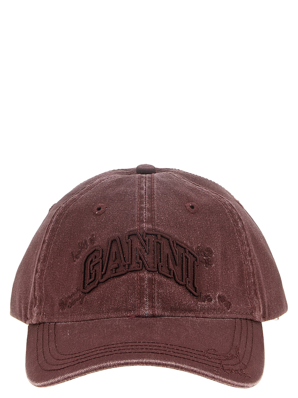 Ganni Bordeaux Cap aus Bio-Baumwolle (Baseballkappe)