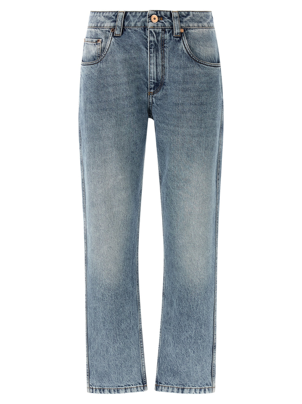 Brunello Cucinelli Blaue Jeans aus Baumwolle mit geradem Bein