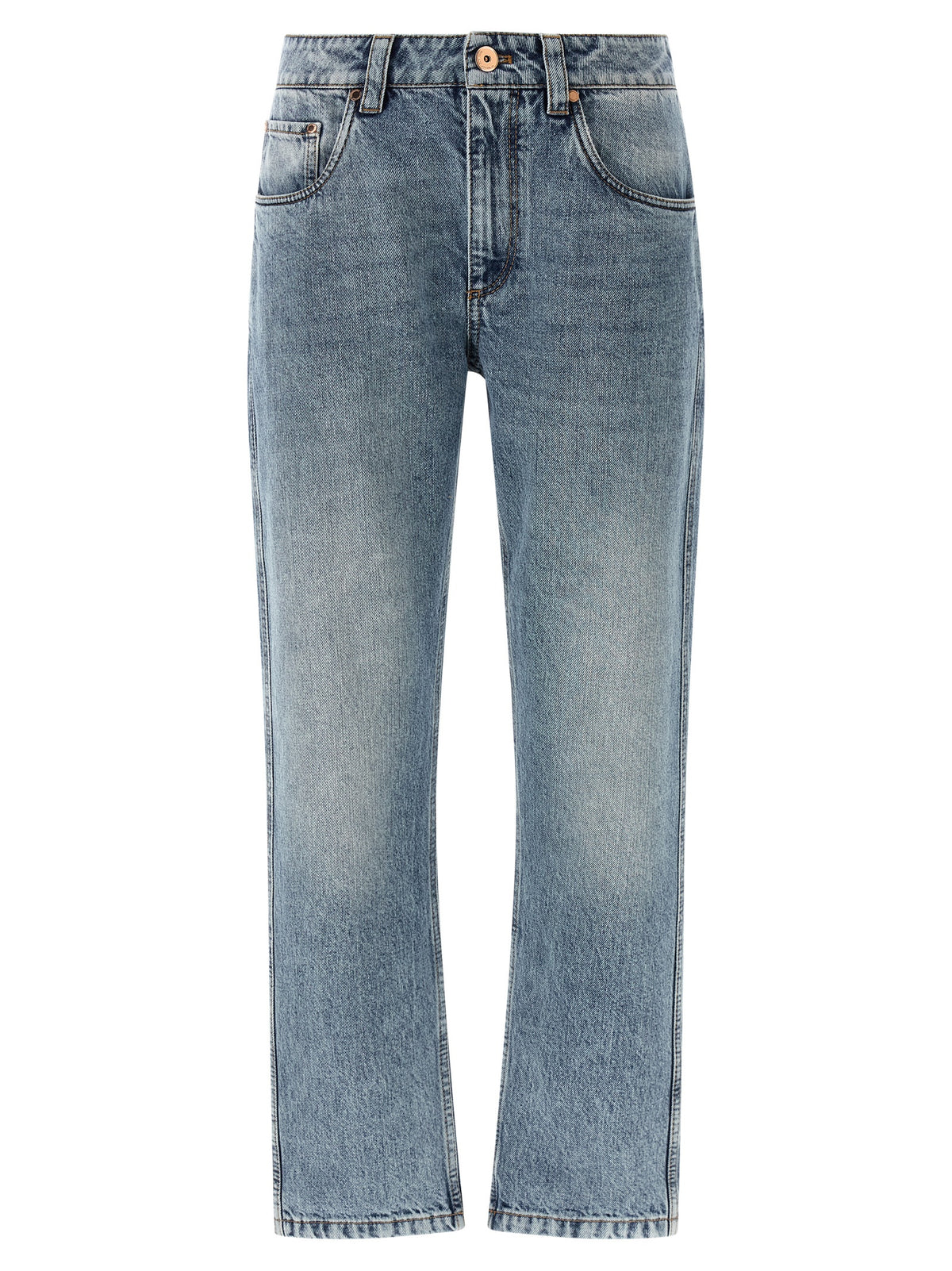 Brunello Cucinelli Blaue Jeans aus Baumwolle mit geradem Bein