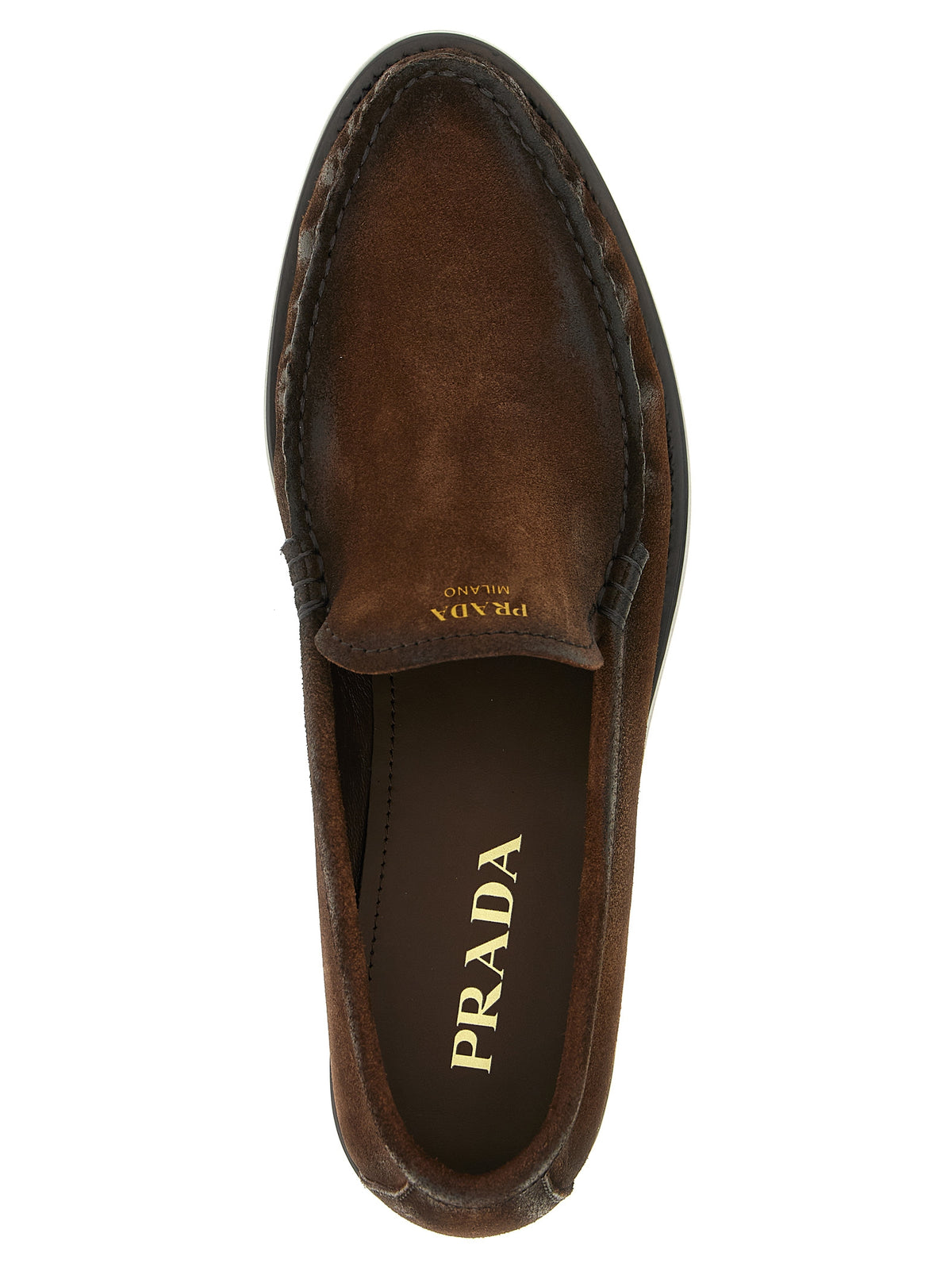 Prada Slipper aus braunem Kalbsleder