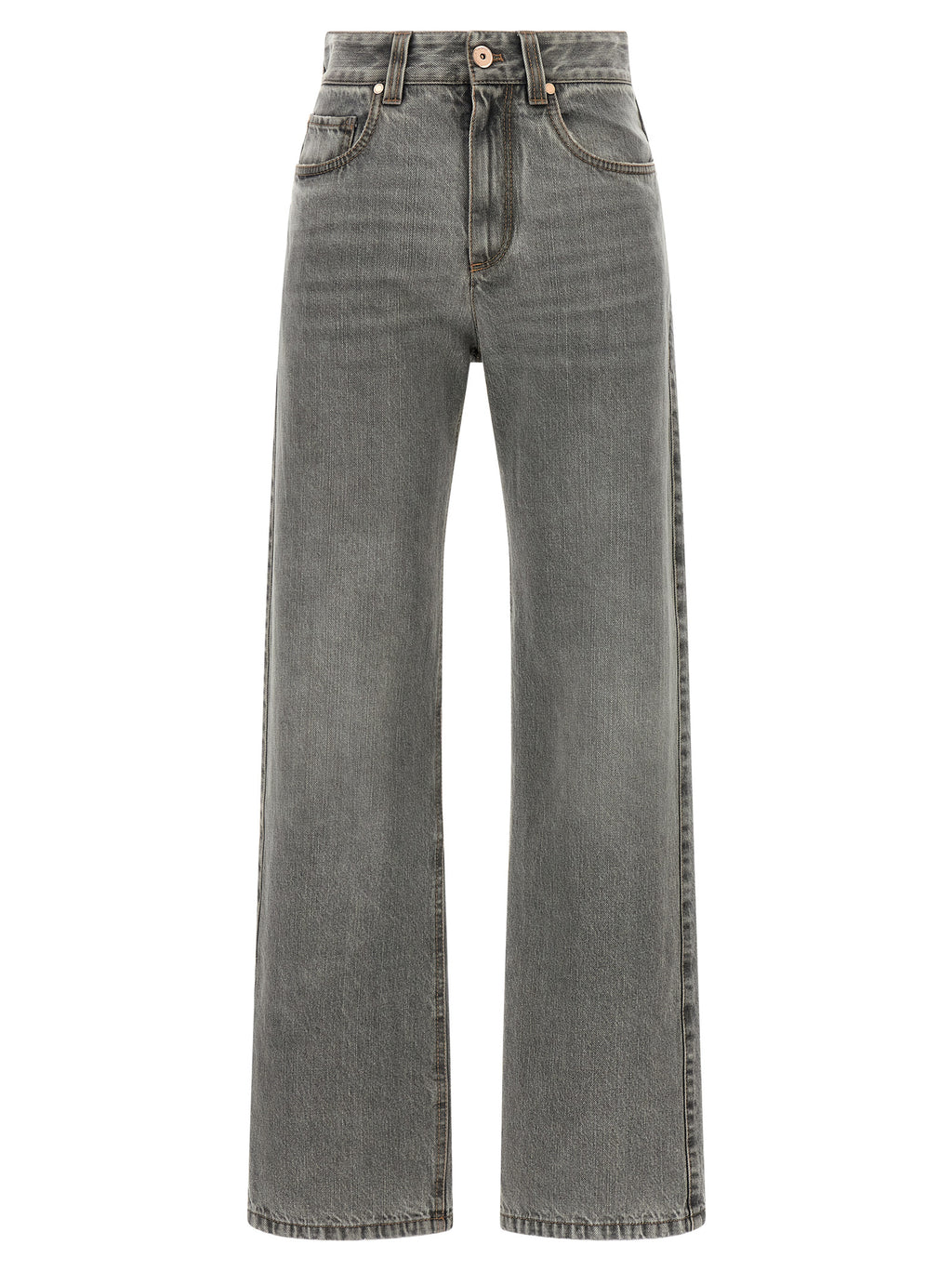 Brunello Cucinelli Gray Cotton Straight-Leg Jeans