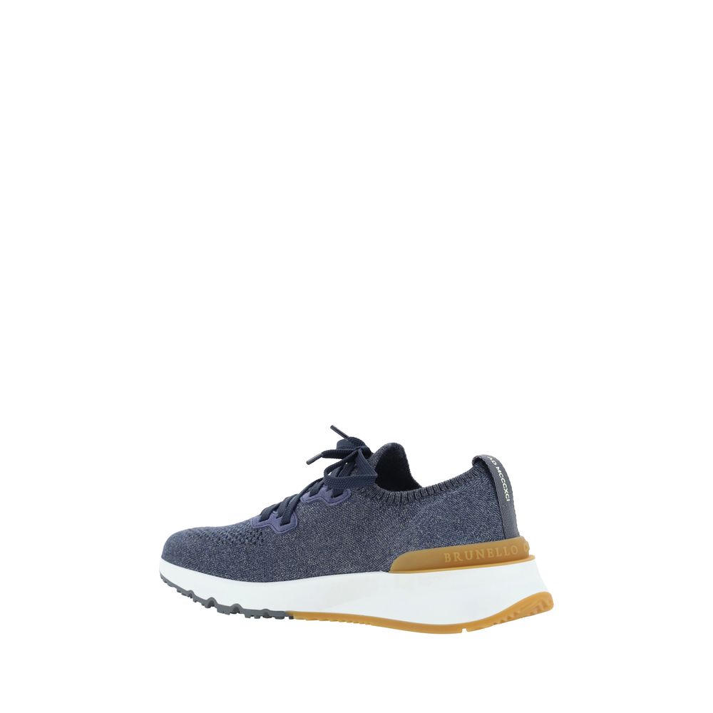 Brunello Cucinelli Blue Cotton Athletic Sneakers