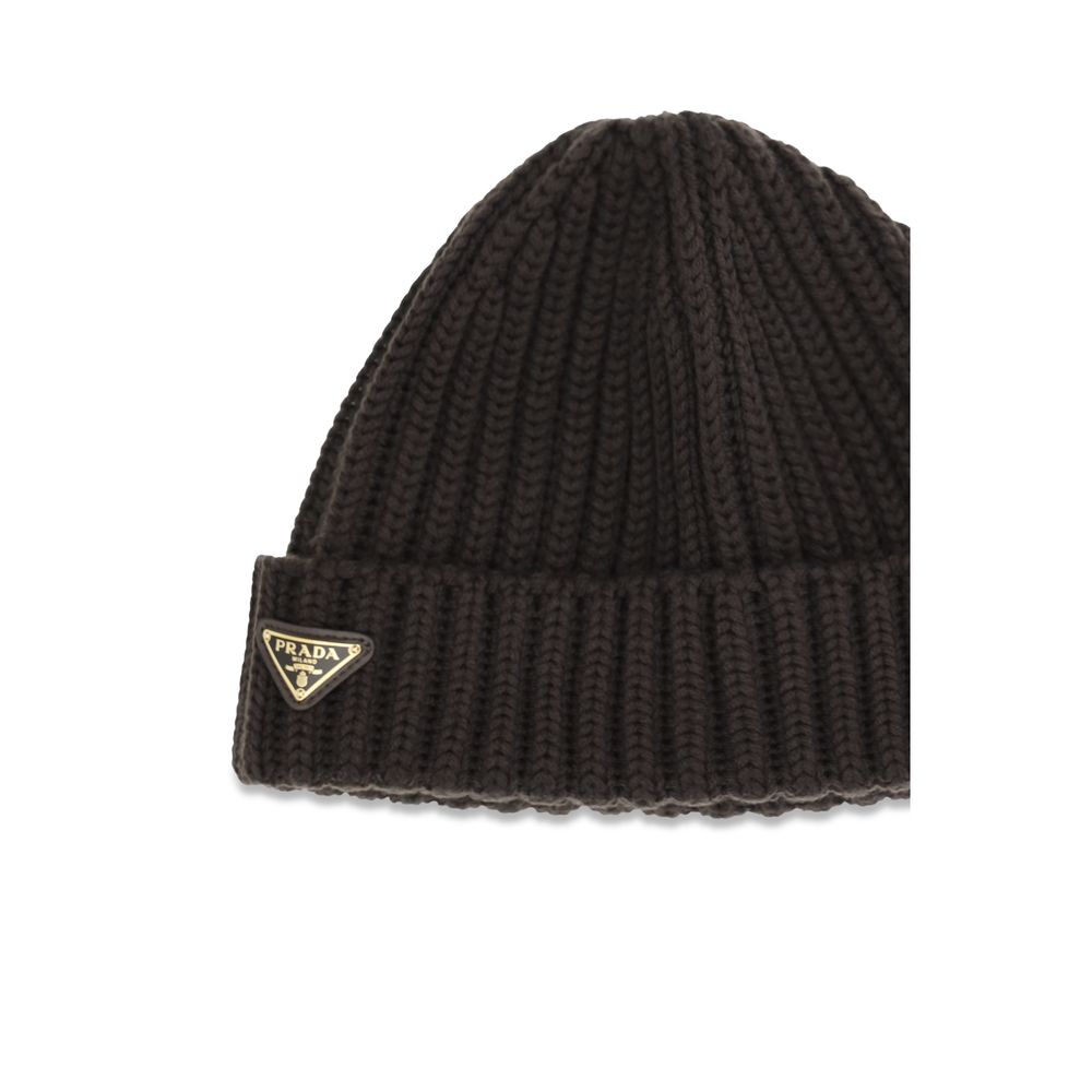 Prada Brown Wool Oves Aries Beanie