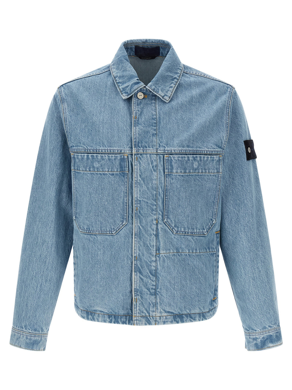 Stone Island Blue Cotton Denim Jacket