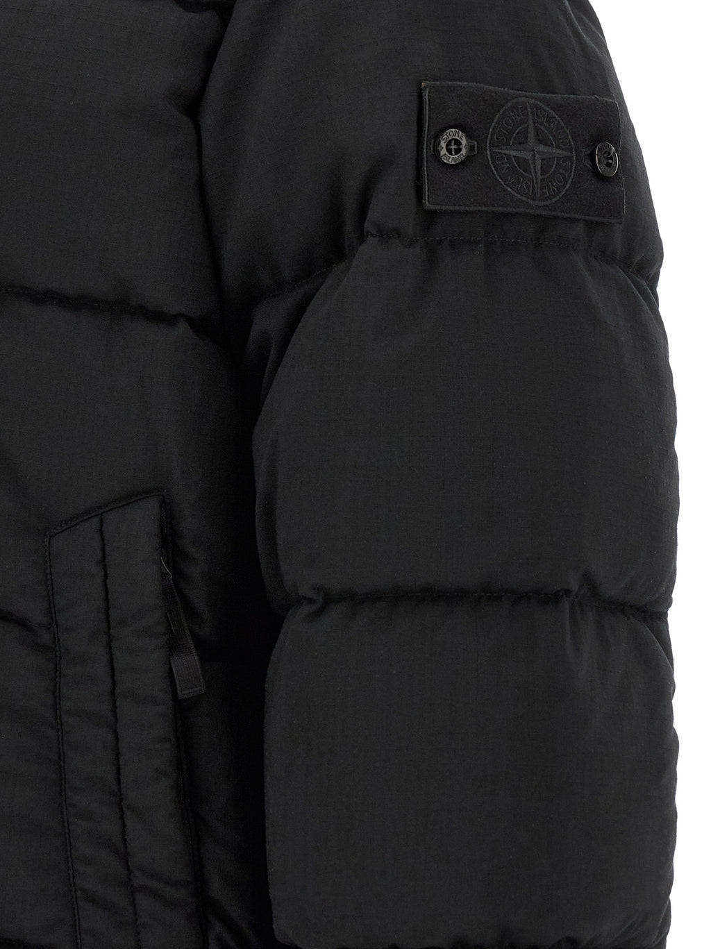 Stone Island Black Virgin Wool Full-Length Jacket