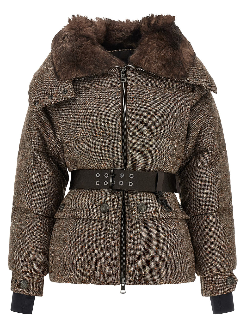 Moncler Grenoble Brown Leather Full-Length Jacket
