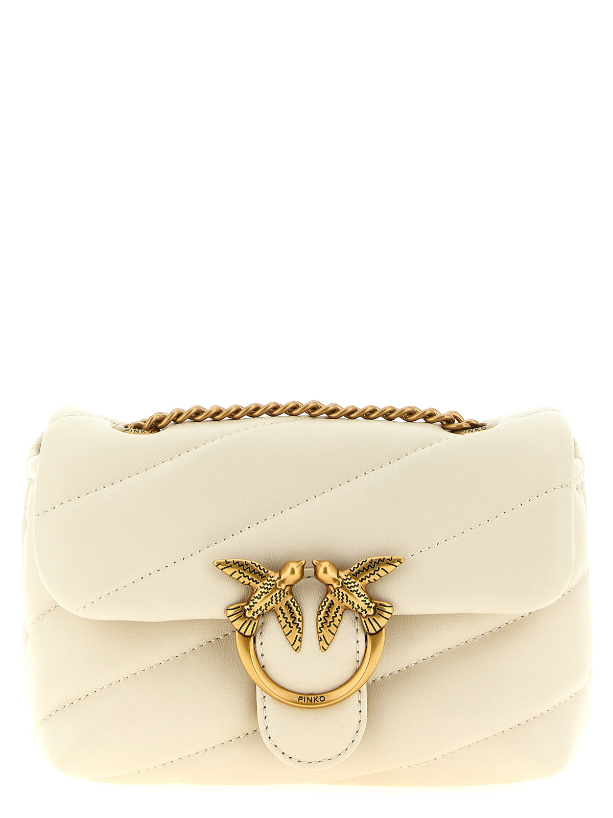 PINKO White Lambskin Crossbody Bag