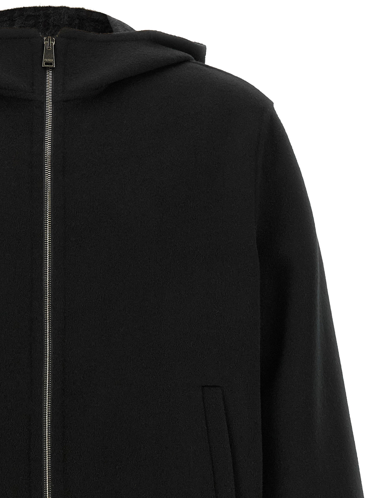 Fendi Black Virgin Wool Full-Length Jacket