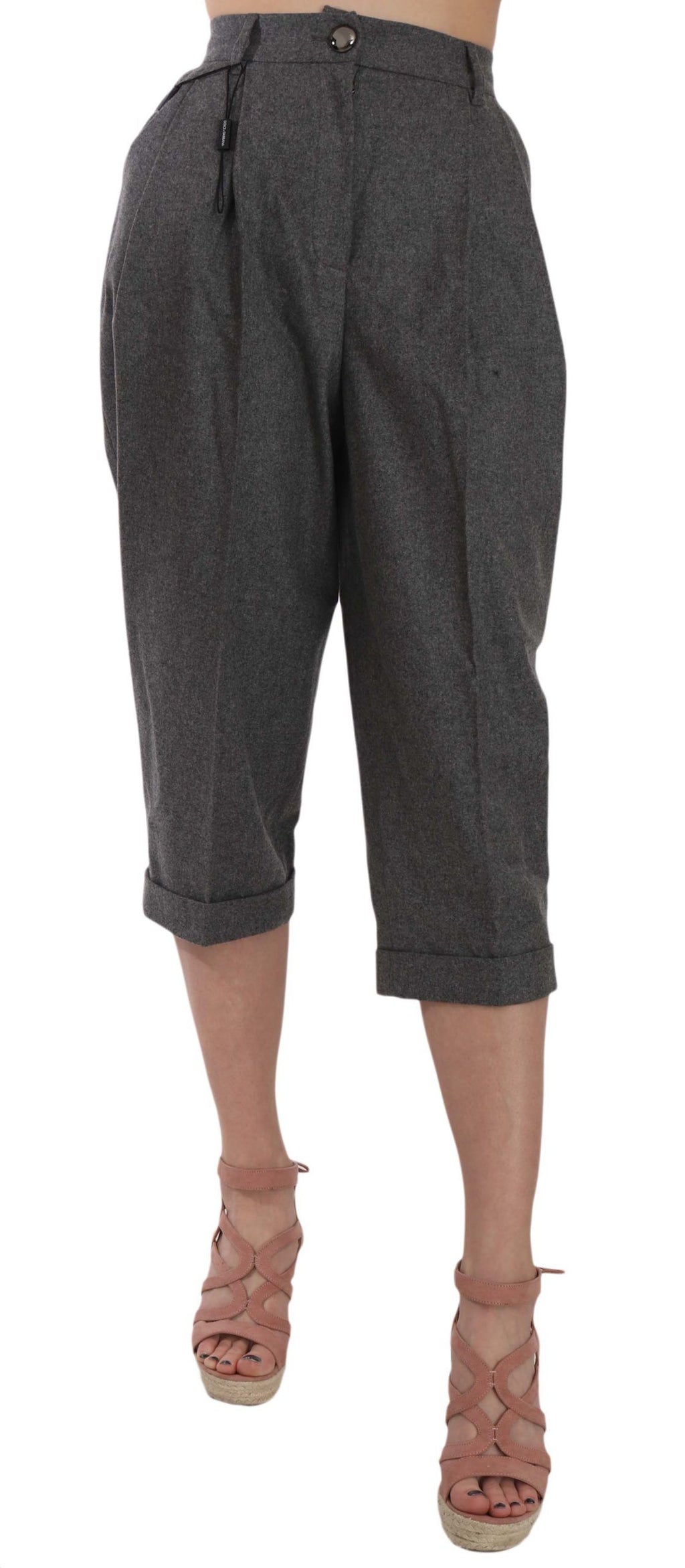 Pantalon Plissé Court en Laine Dolce & Gabbana