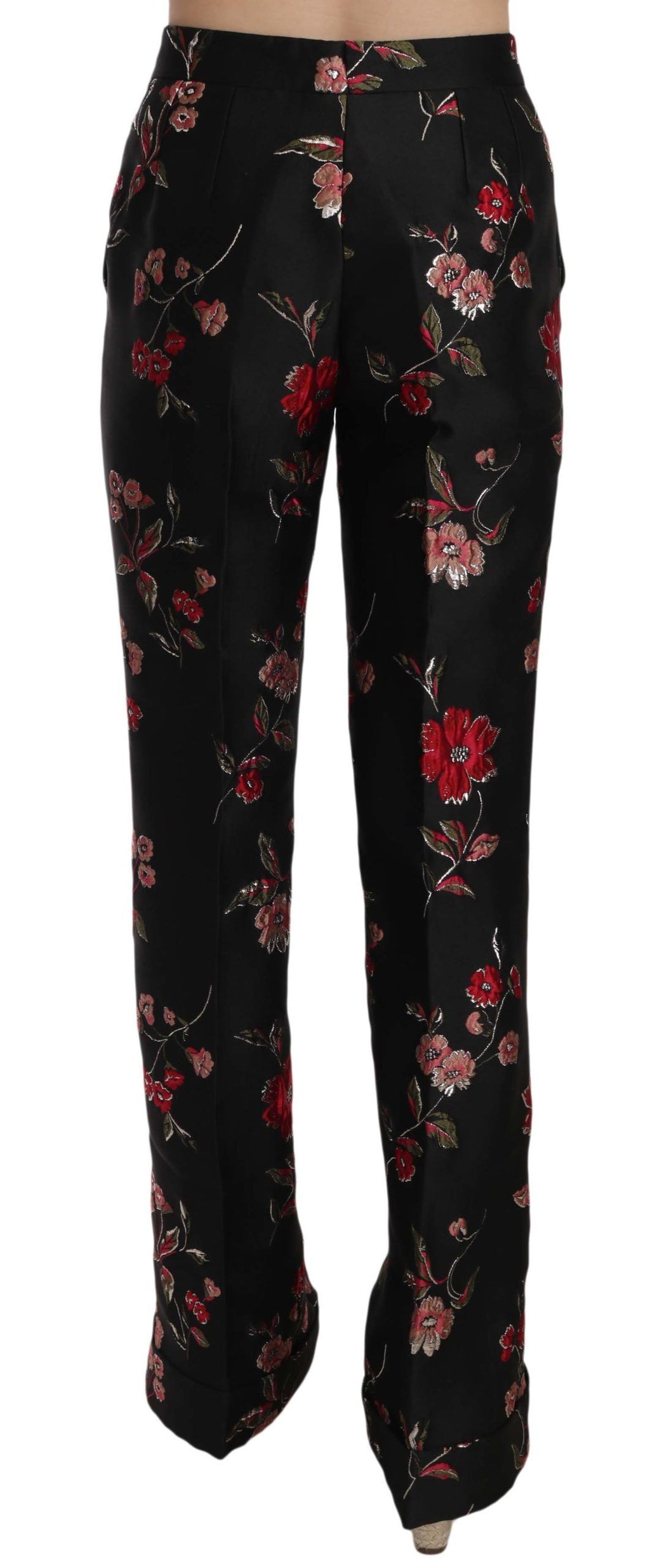 Pantalon coupe botte noir imprimé floral Dolce & Gabbana