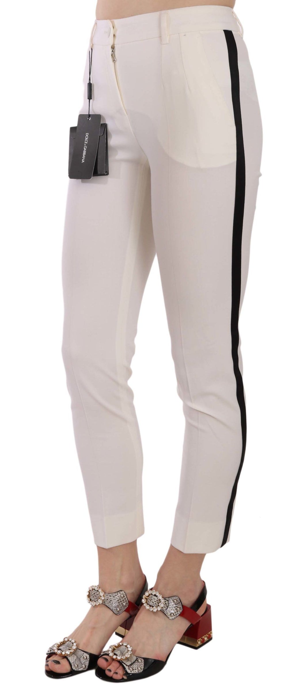 Dolce & Gabbana White Cropped Pants for Women detail view