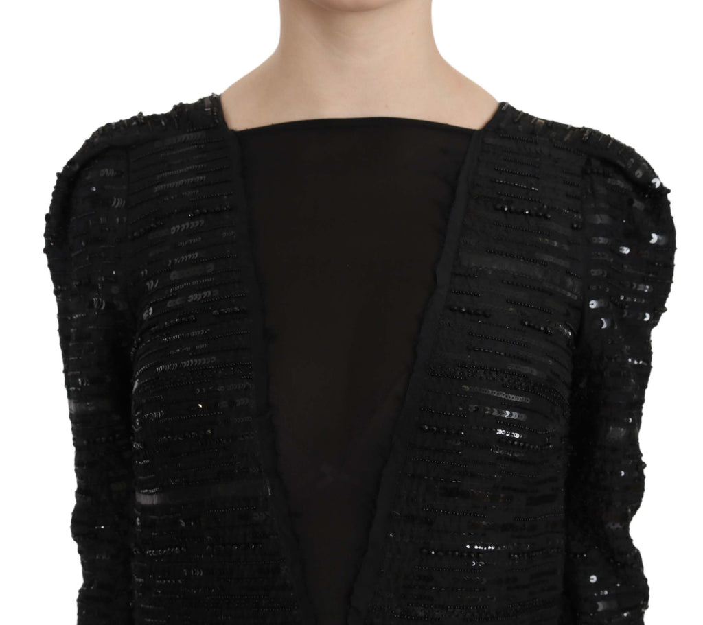 Robe longue John Richmond en soie noire ornée de sequins