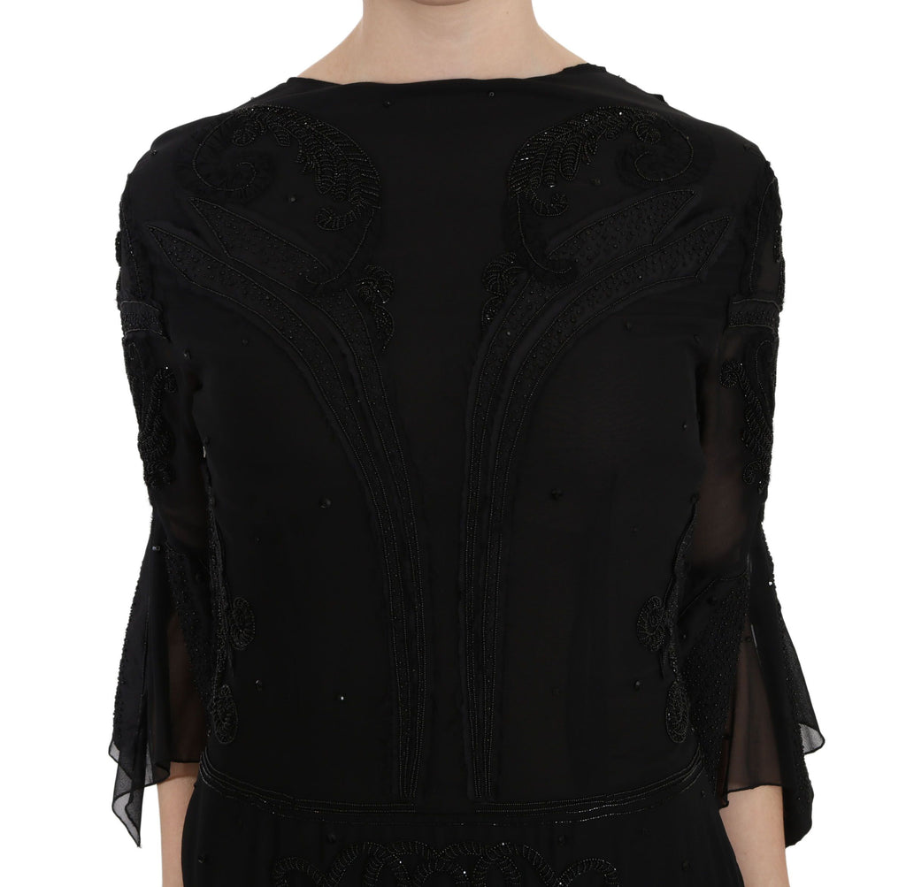 Robe courte à sequins noire en soie John Richmond