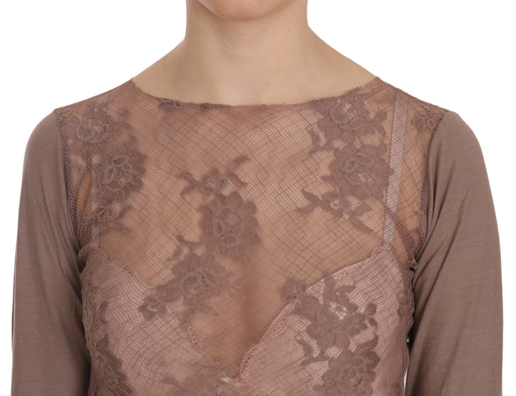 PINK MEMORIES Brown Long Sleeve T-Shirt for Women additional view