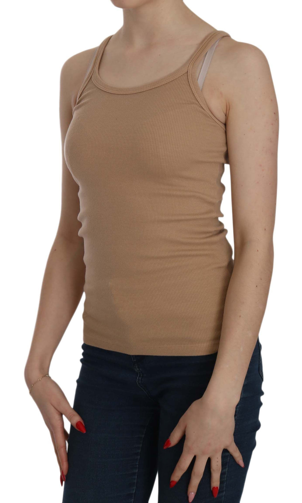 PINK MEMORIES Beige Sleeveless T-Shirt for Women detail view