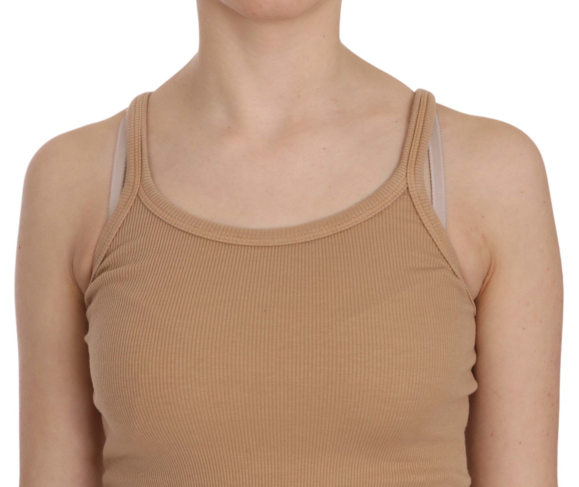 PINK MEMORIES Beige Sleeveless T-Shirt for Women additional view