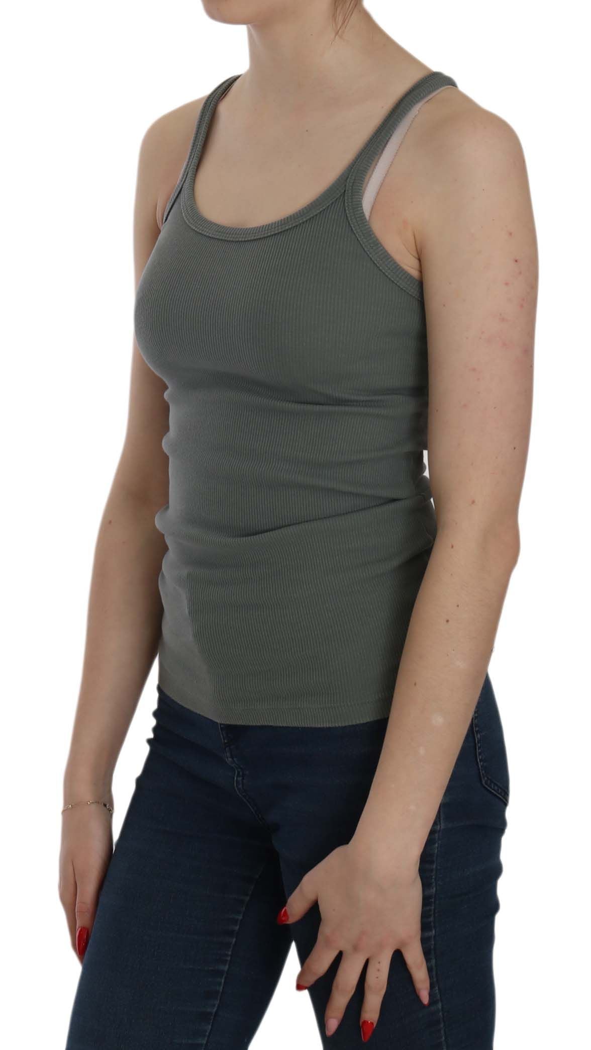 PINK MEMORIES Green Sleeveless T-Shirt for Women detail view