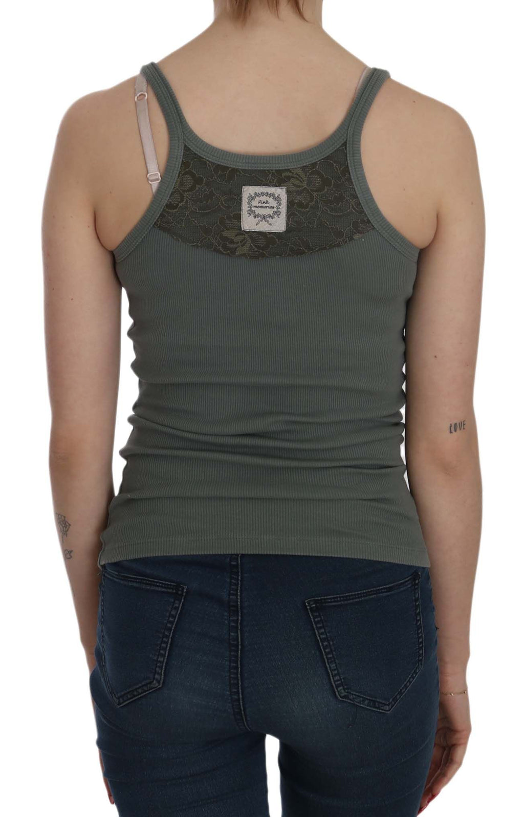 PINK MEMORIES Green Sleeveless T-Shirt for Women side view