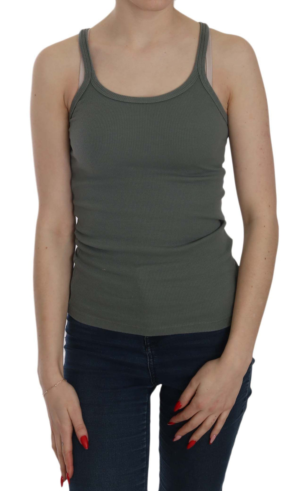 PINK MEMORIES Green Sleeveless T-Shirt for Women