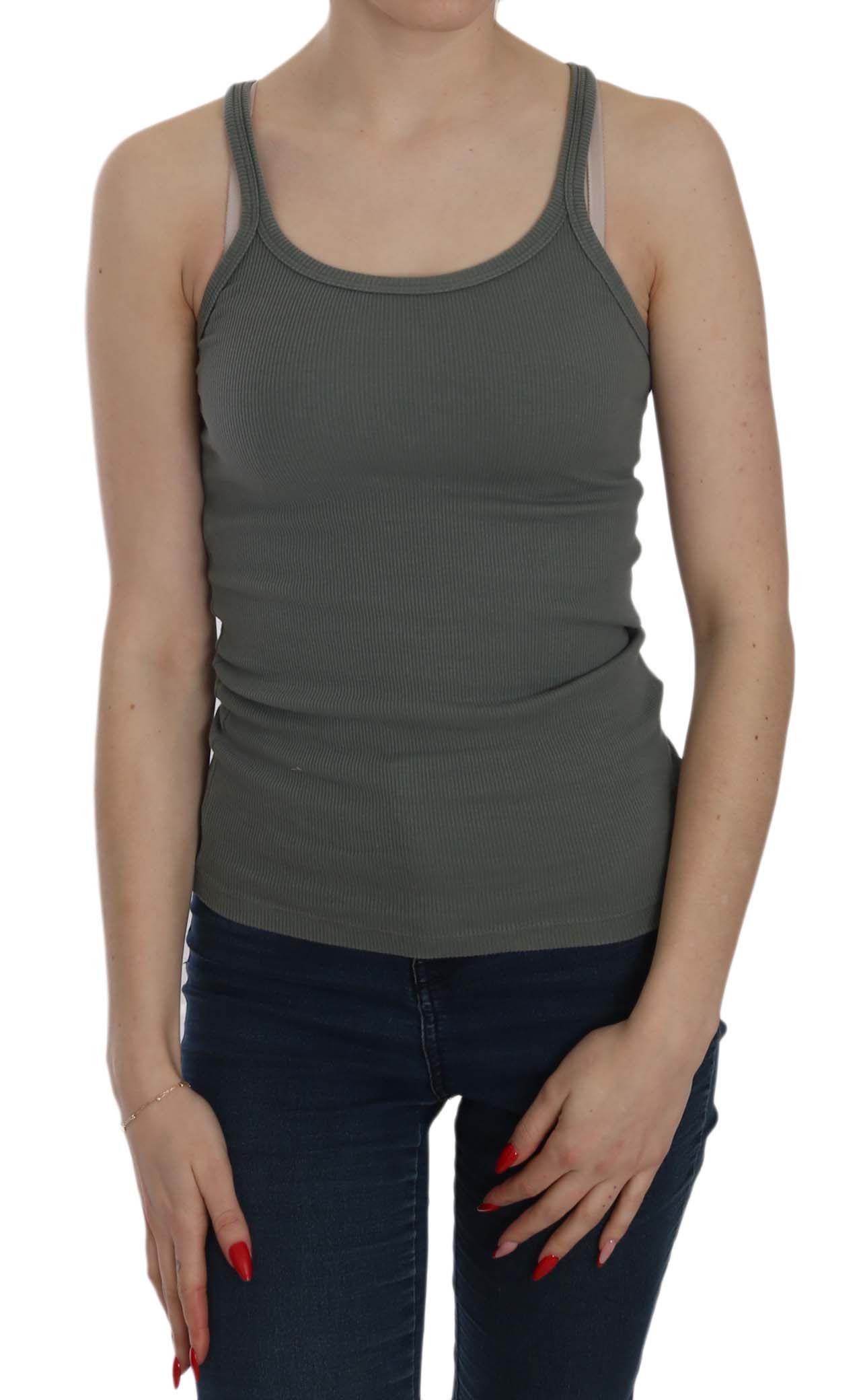 PINK MEMORIES Green Sleeveless T-Shirt for Women