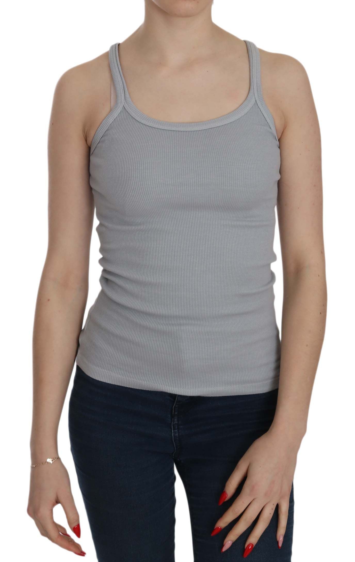 PINK MEMORIES Grey Sleeveless T-Shirt for Women