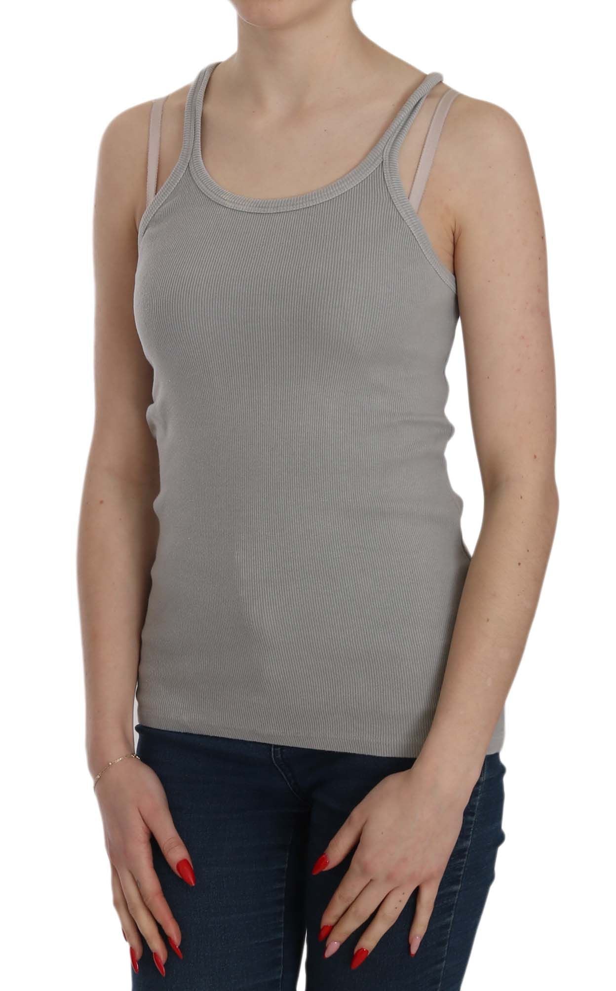 PINK MEMORIES Grey Sleeveless T-Shirt for Women detail view