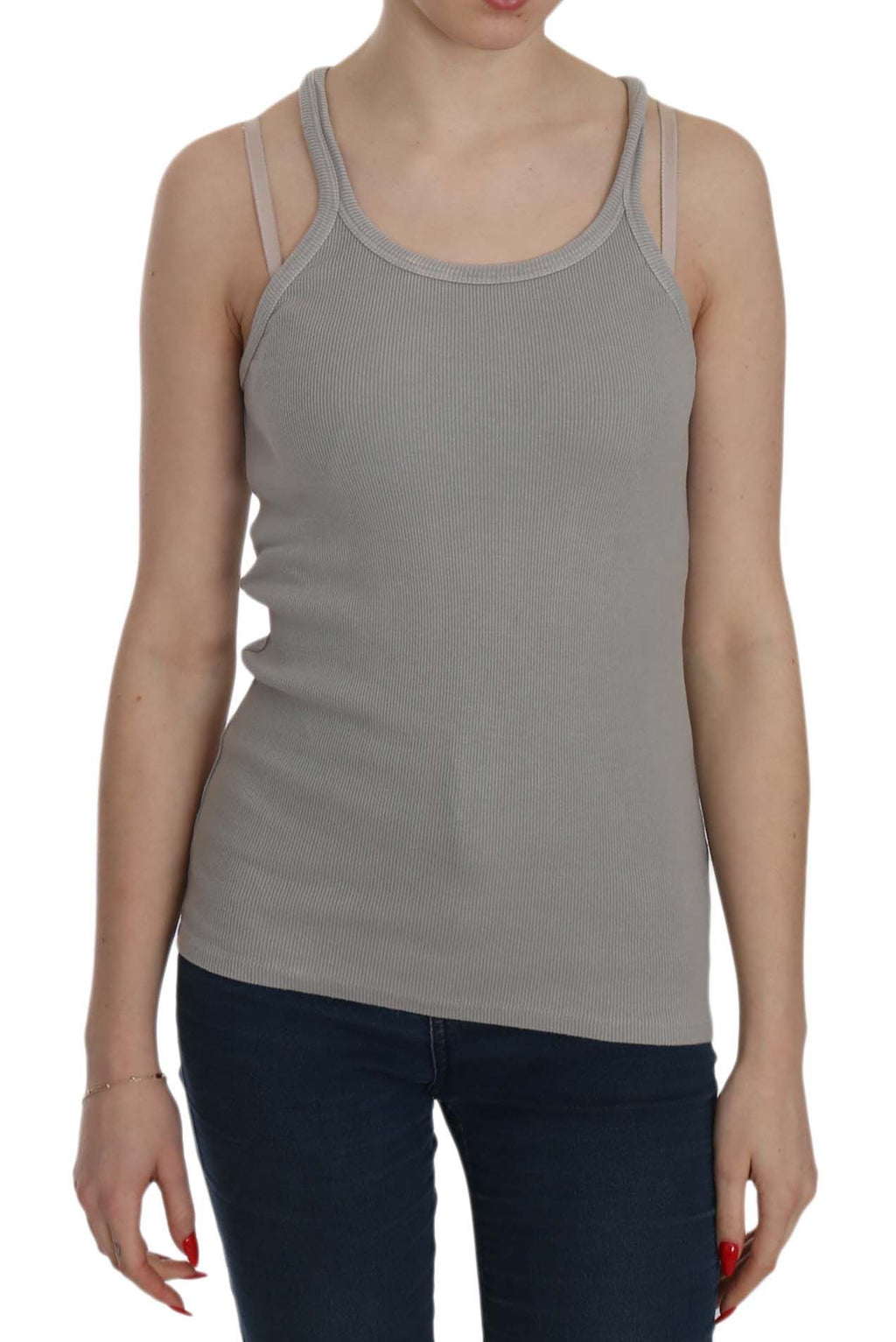 PINK MEMORIES Grey Sleeveless T-Shirt for Women