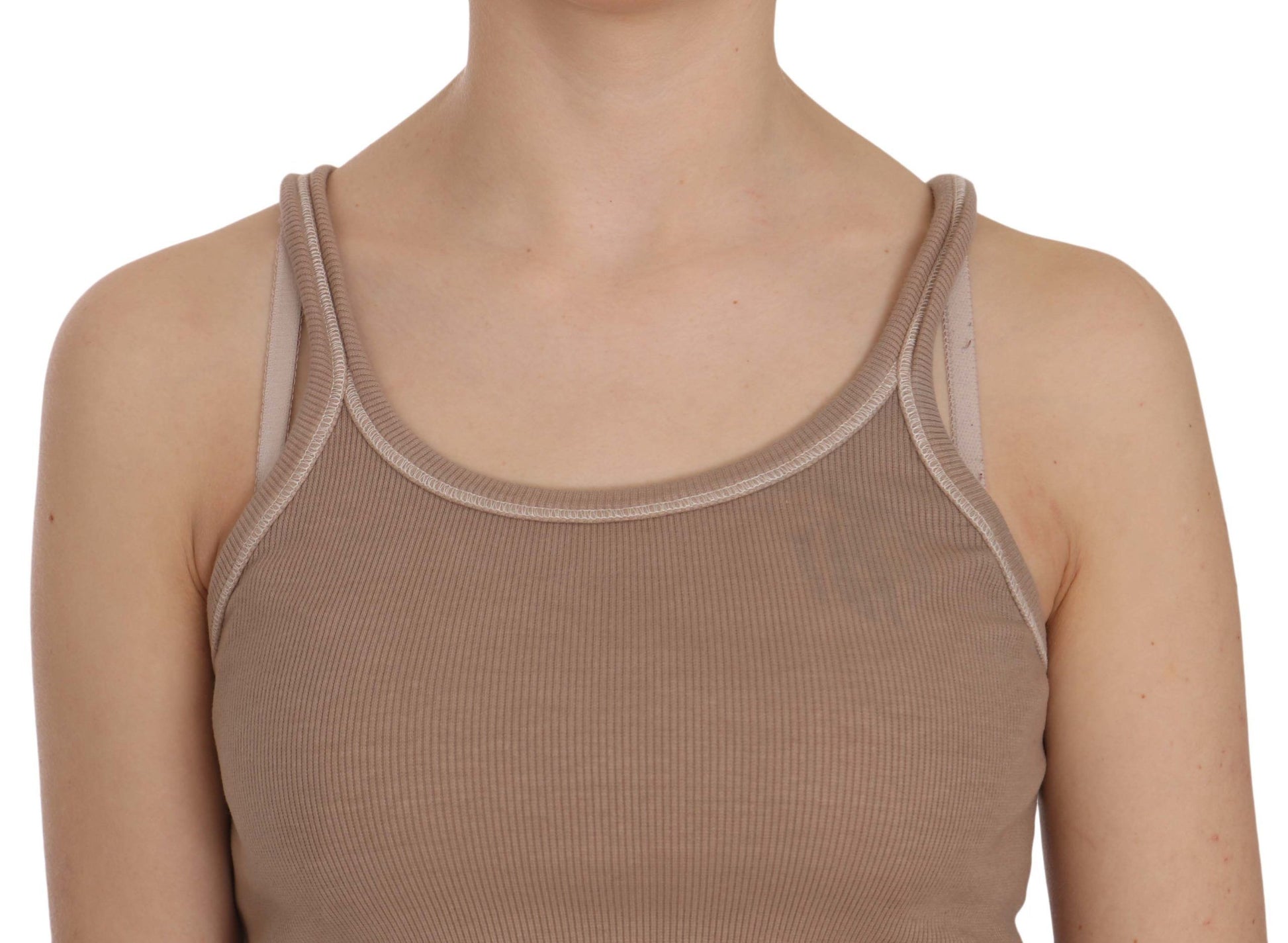 PINK MEMORIES Brown Sleeveless T-Shirt for Women additional view