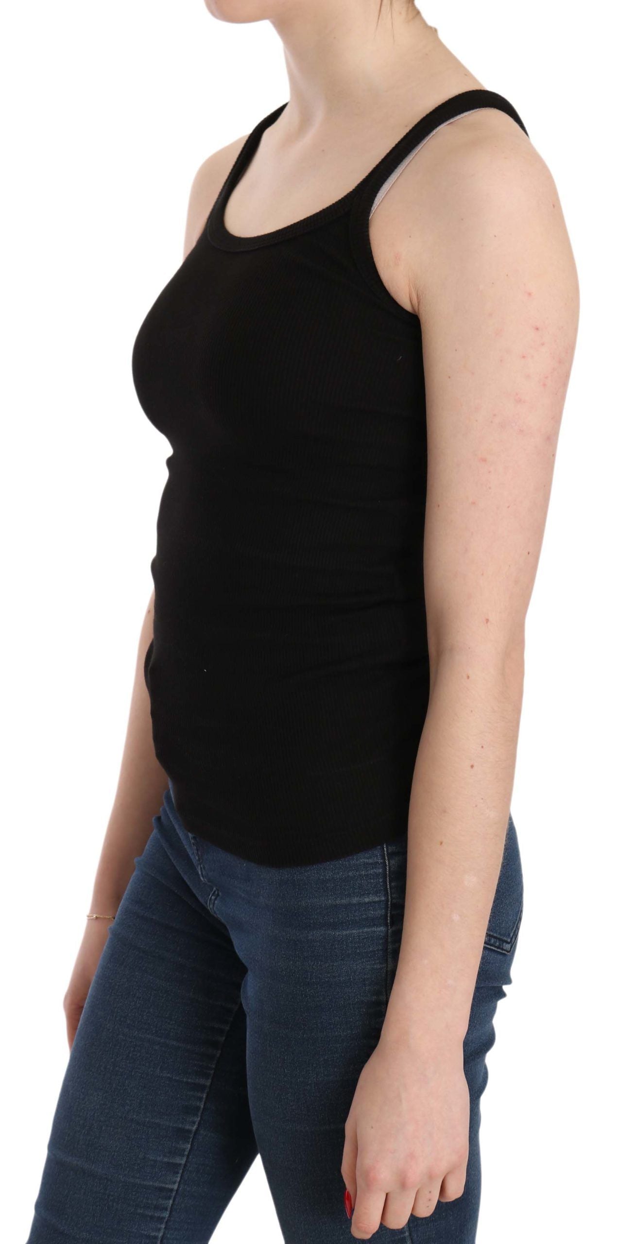 PINK MEMORIES Black Sleeveless T-Shirt for Women alternate view