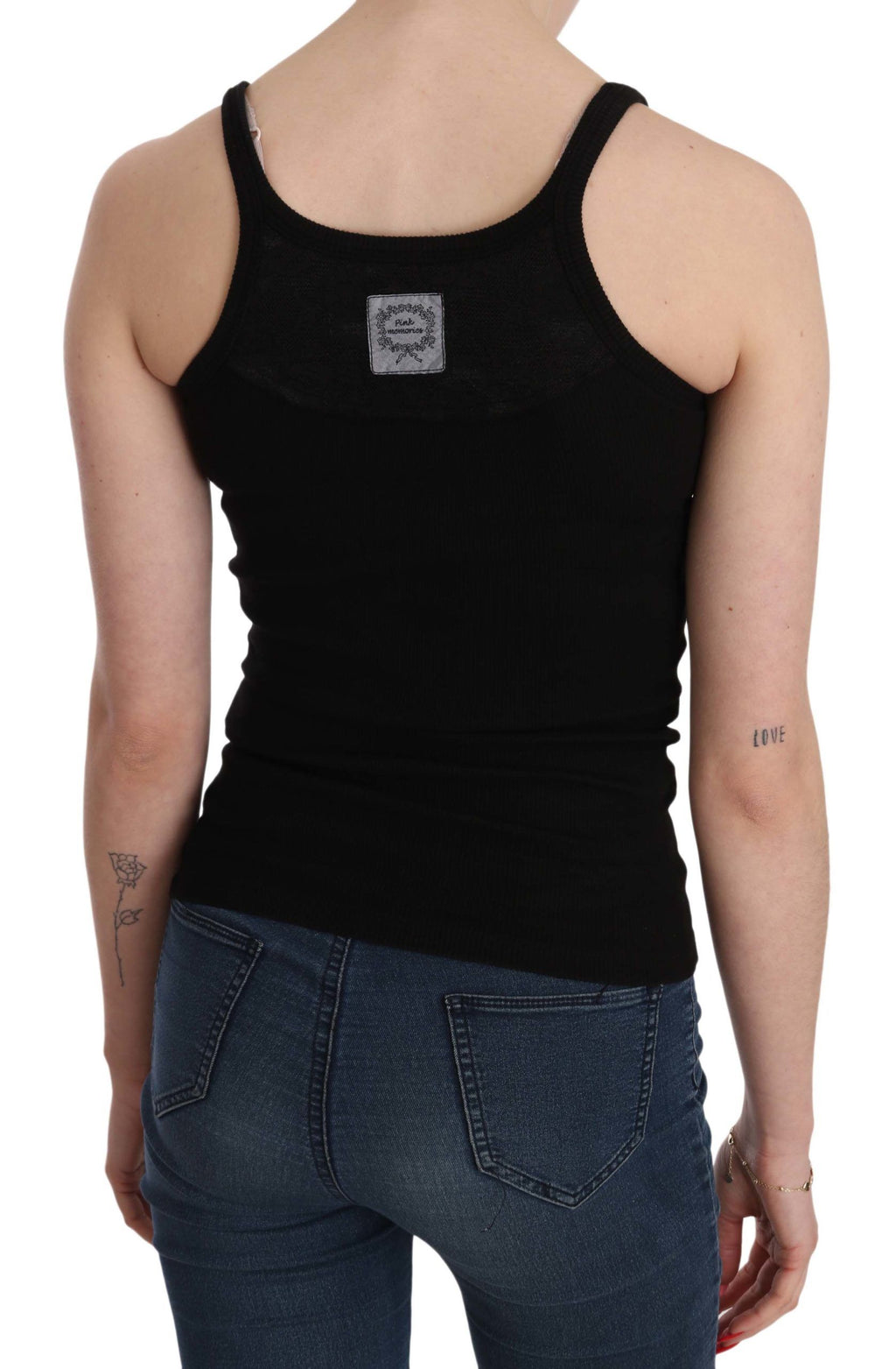 PINK MEMORIES Black Sleeveless T-Shirt for Women detail view