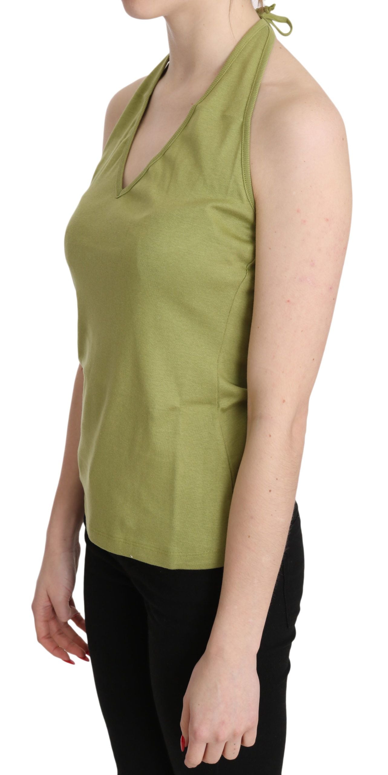 GF Ferre Green Sleeveless T-Shirt for Women detail view