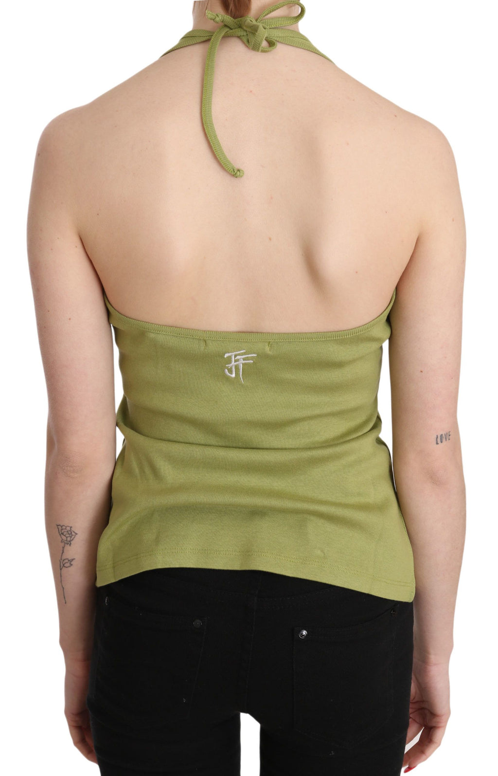 GF Ferre Green Sleeveless T-Shirt for Women side view