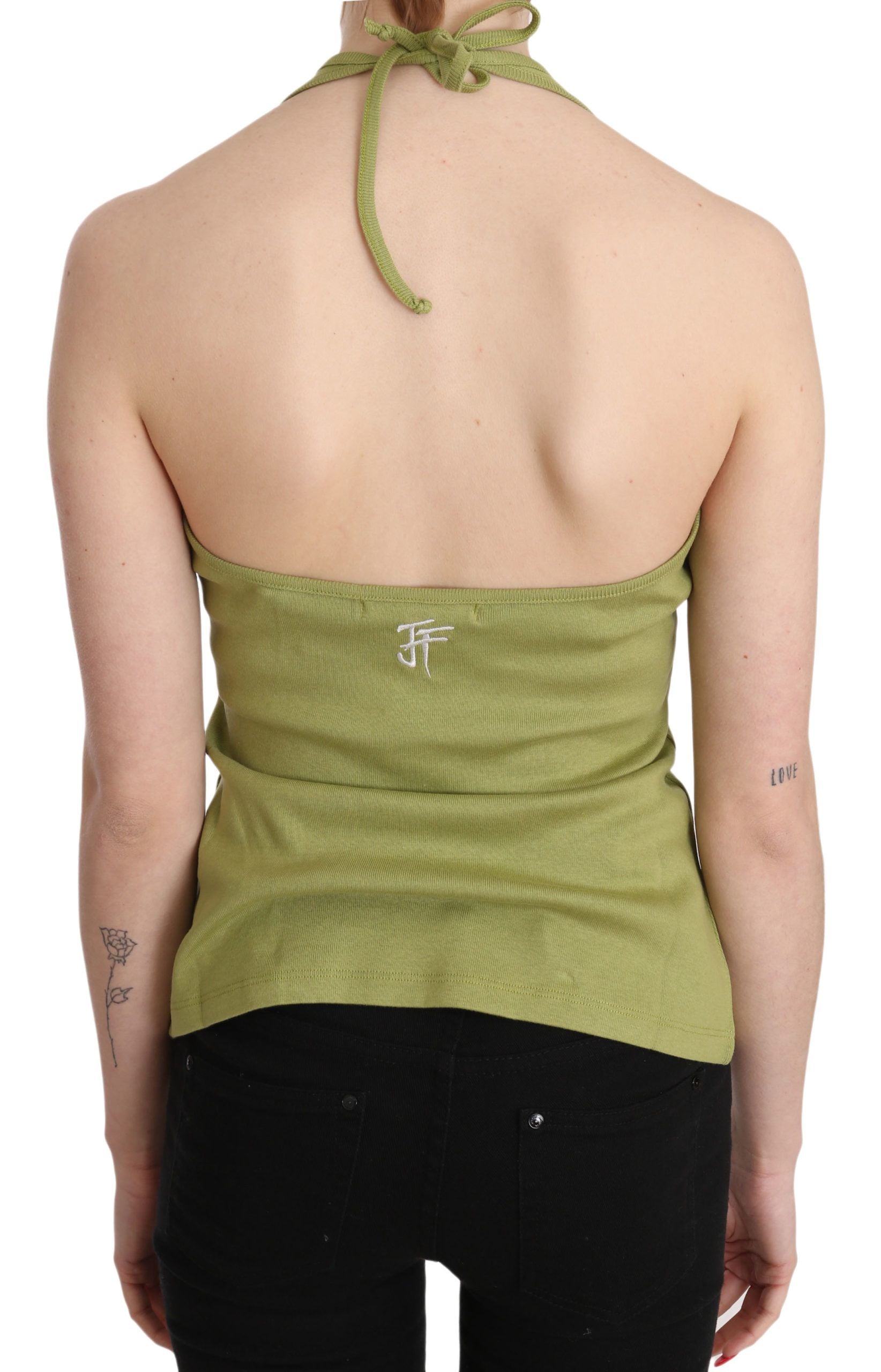 GF Ferre Green Sleeveless T-Shirt for Women side view