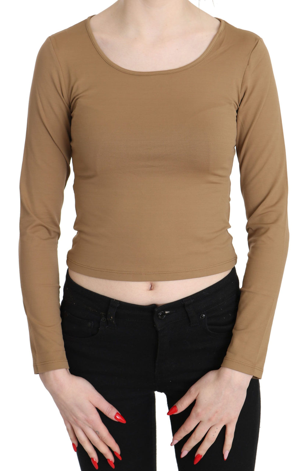 GF Ferre Brown Long Sleeve T-Shirt for Women