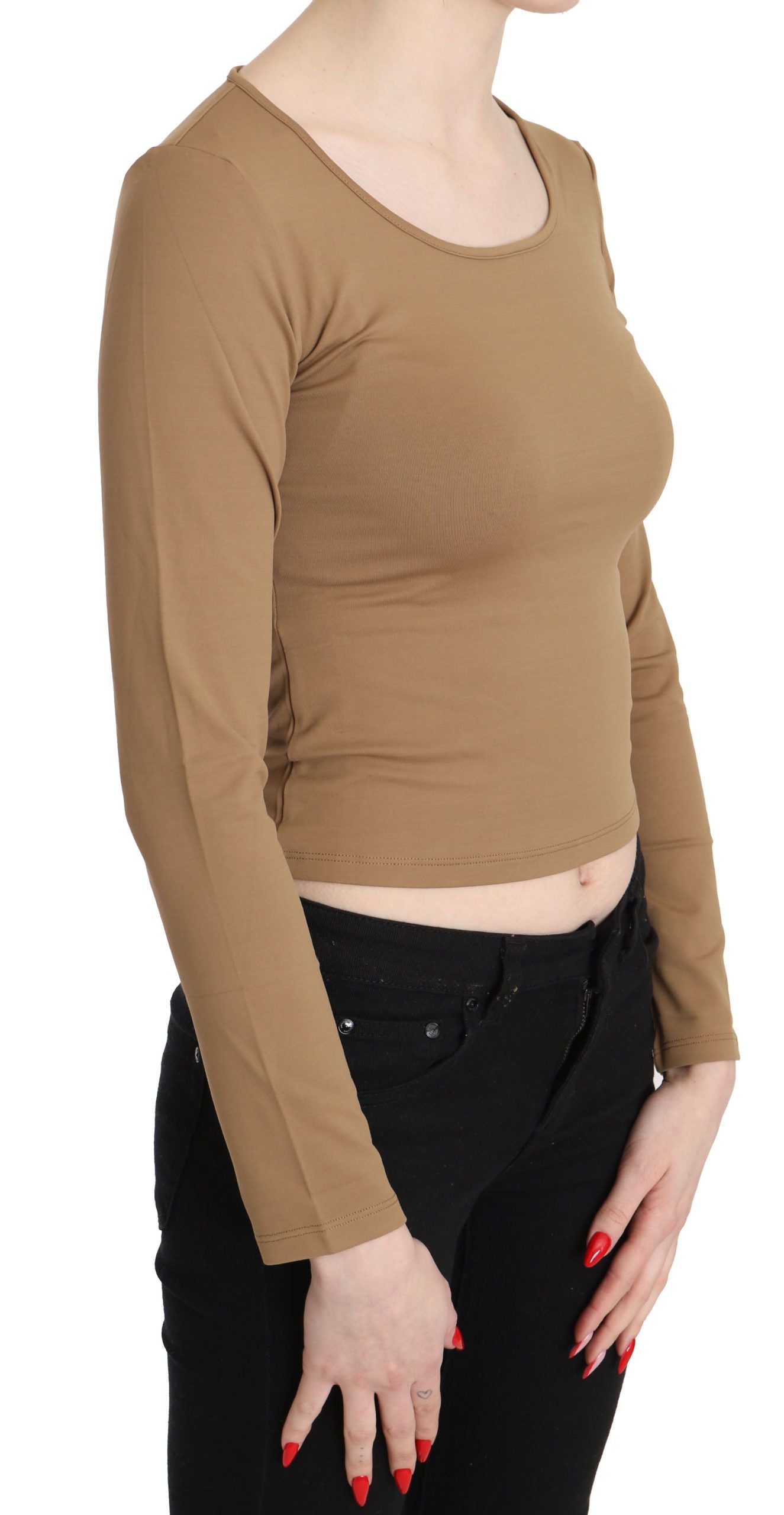 GF Ferre Brown Long Sleeve T-Shirt for Women side view
