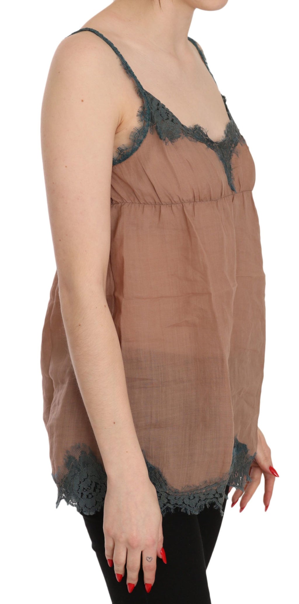 PINK MEMORIES Brown Tank Tops T for Women side view