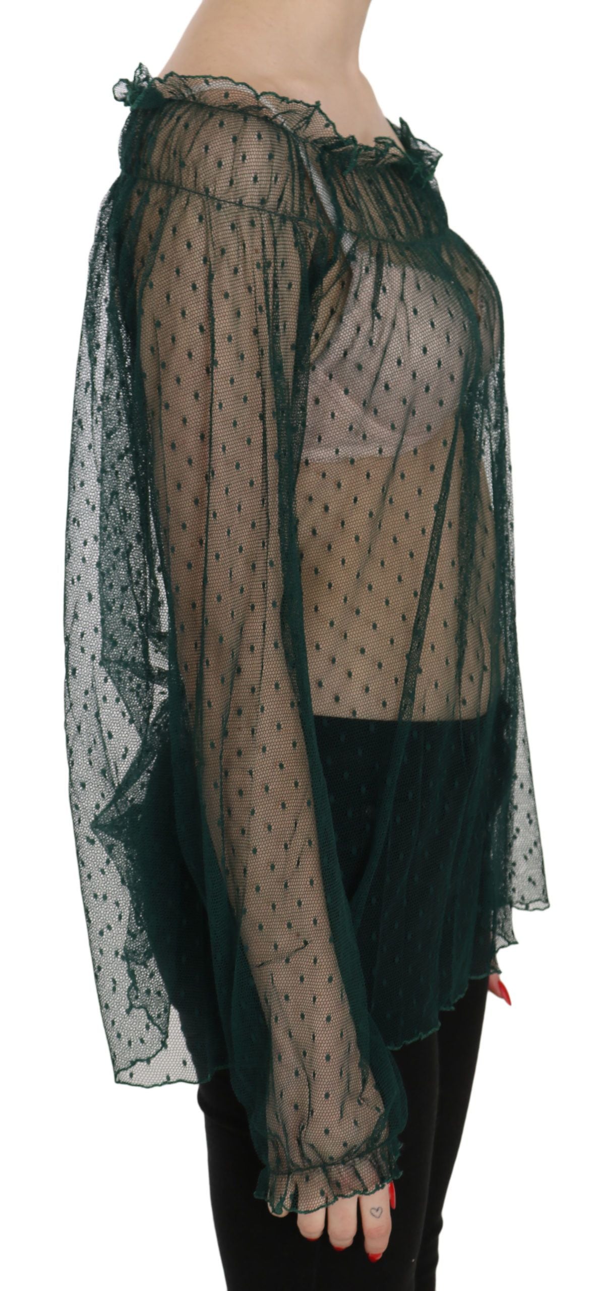 Haut rose en maille transparente à manches longues PINK MEMORIES