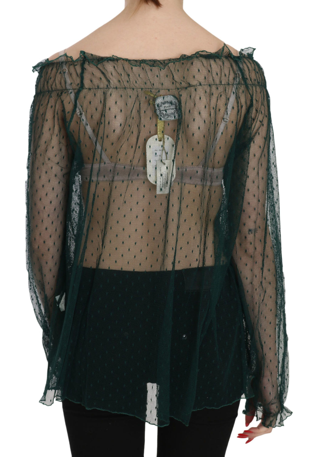 Haut rose en maille transparente à manches longues PINK MEMORIES